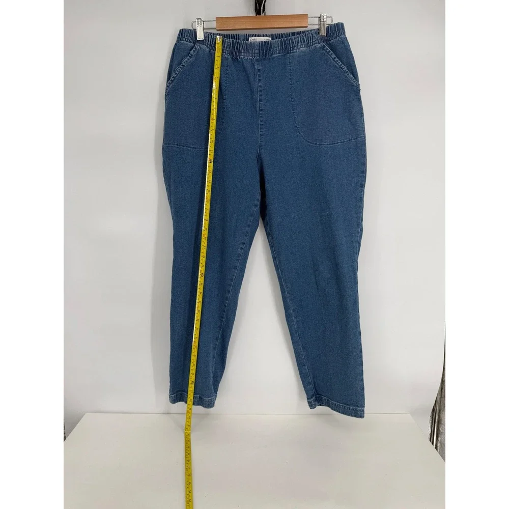 Croft & Barrow Womens Plus Sz 1X Short Blue Elastic Waist Pull On Denim Jeans